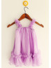 Purple Chiffon Short Airy Flower Girl Dress